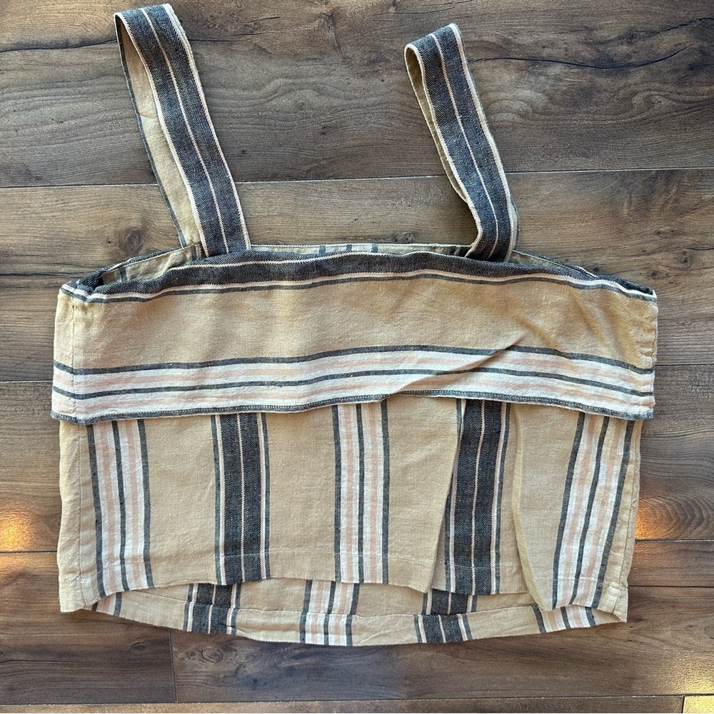 Banana Republic Mia Square-Neck Linen Tank | Small | Neutral Stripe | 100% Linen - Picture 7 of 8